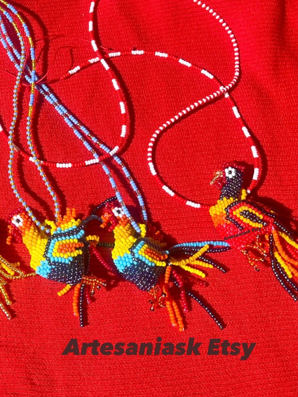 Random Rooster Handmade Beaded Necklace